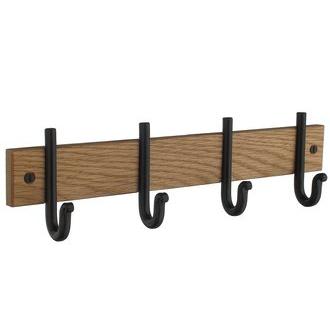 Smedbo B1018 4 Hook Wooden and Wrought Iron Coat Rack from the Profile Rustic Collection